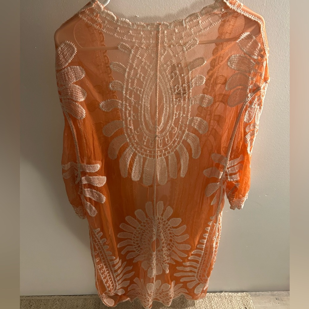Orange Lace Women’s Robe - Picture 4 of 4